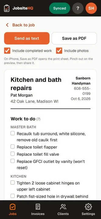 Send the client the summary